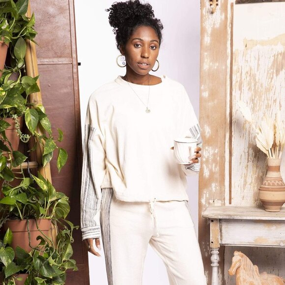 Eva Franco Chia Zen Stripe Sweatshirt Stripe 100% Cotton - Picture 6 of 9